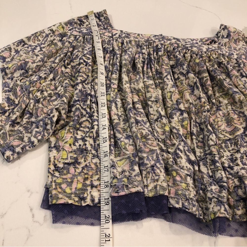 Free People Floral Sunsetter Boho Cottagecore Blouse Top Sz S Colorful Festival - Picture 12 of 14